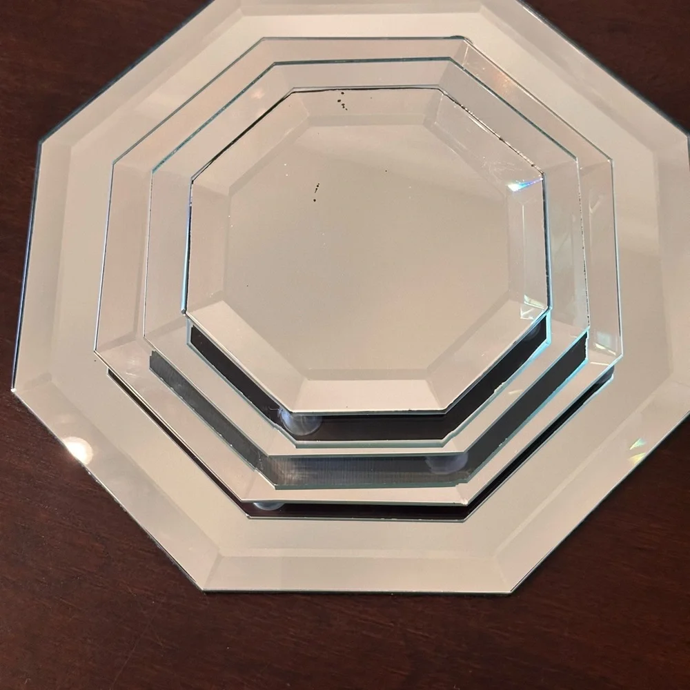 Octagonal Glass Mirror Trivet/DisplaySet